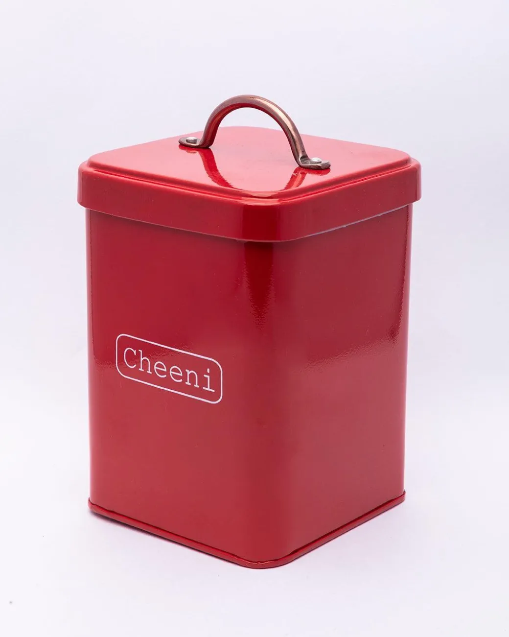 Market99 Cheeni Jar, Kitchen Decorative, Countertop Metal Storage Jar, Red, Mild Steel
