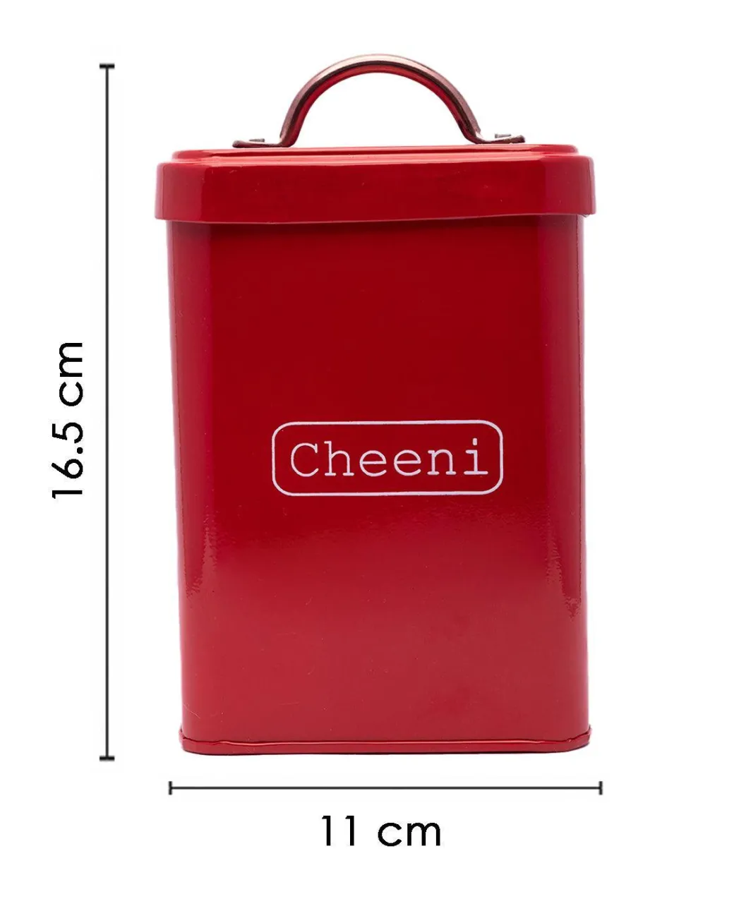 Market99 Cheeni Jar, Kitchen Decorative, Countertop Metal Storage Jar, Red, Mild Steel
