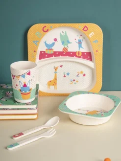 Market99 Children'S Pastel Dinner Set 1 Plate, 1 Bowl, 1 Tumbler, 1 Fork & 1 Spoon