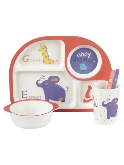 Market99 Children'S Pastel Dinner Set 1 Plate, 1 Bowl, 1 Tumbler, 1 Fork & 1 Spoon