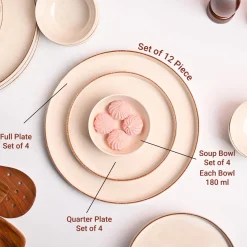Market99 Chochip Cream Melamine Dinner Set Of 12