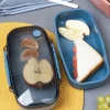 Market99 Double Layer Lunch Box (1200 mL), Dual Tone, Dark Blue, Plastic