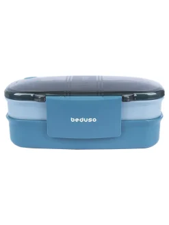 Market99 Double Layer Lunch Box (1200 mL), Dual Tone, Dark Blue, Plastic