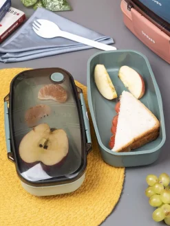 Market99 Double Layer Lunch Box (1200 mL), Dual Tone, Dark Blue, Plastic