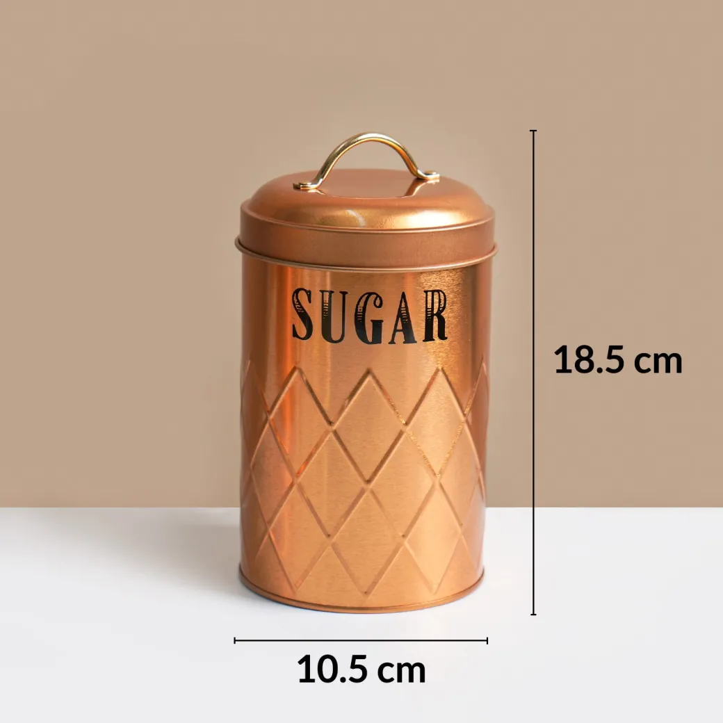 MARKET99 Golden Iron Coffee, Tea & Sugar Jars (Set of 3) - 1000mL Each