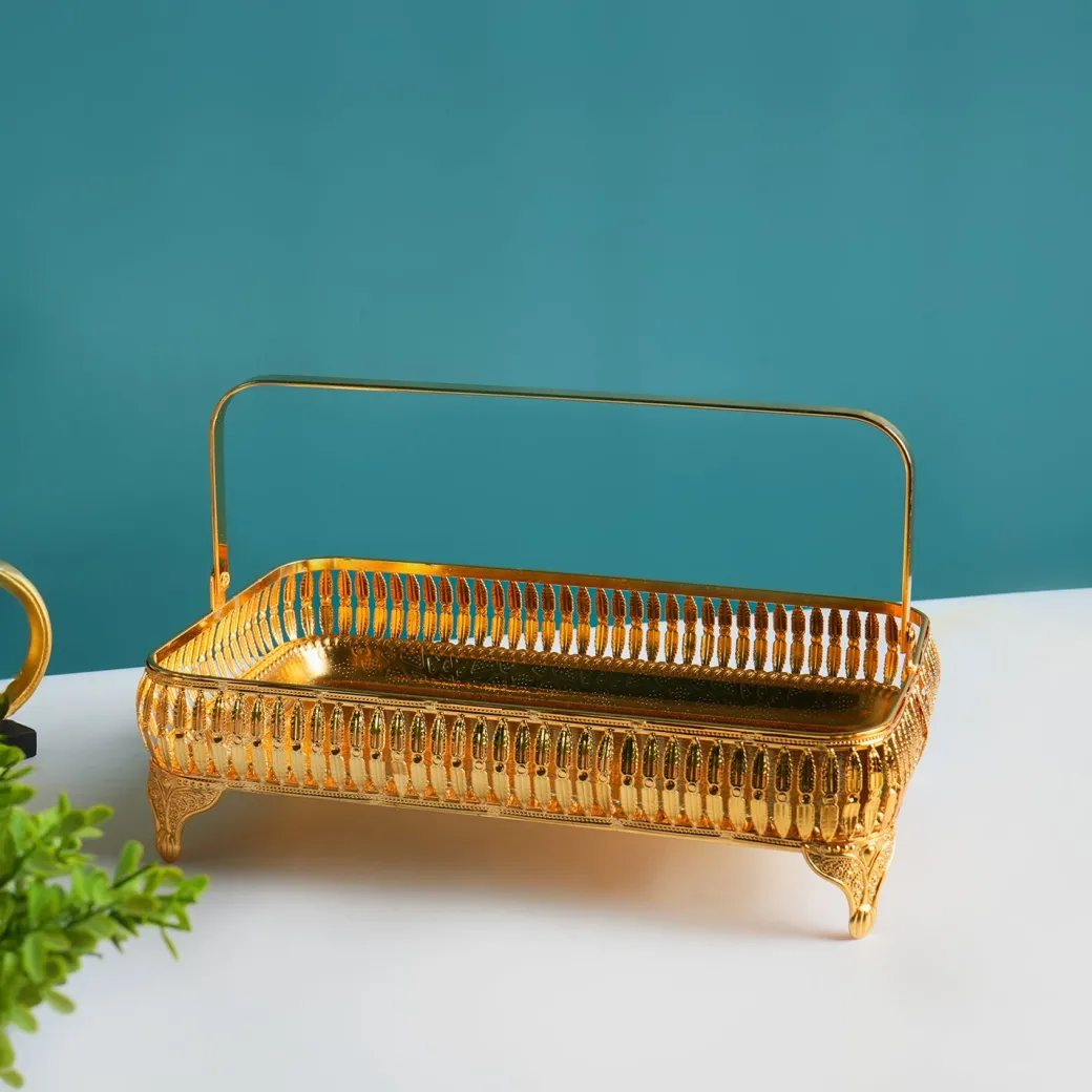 MARKET99 Golden Nordic Iron Basket With Handle