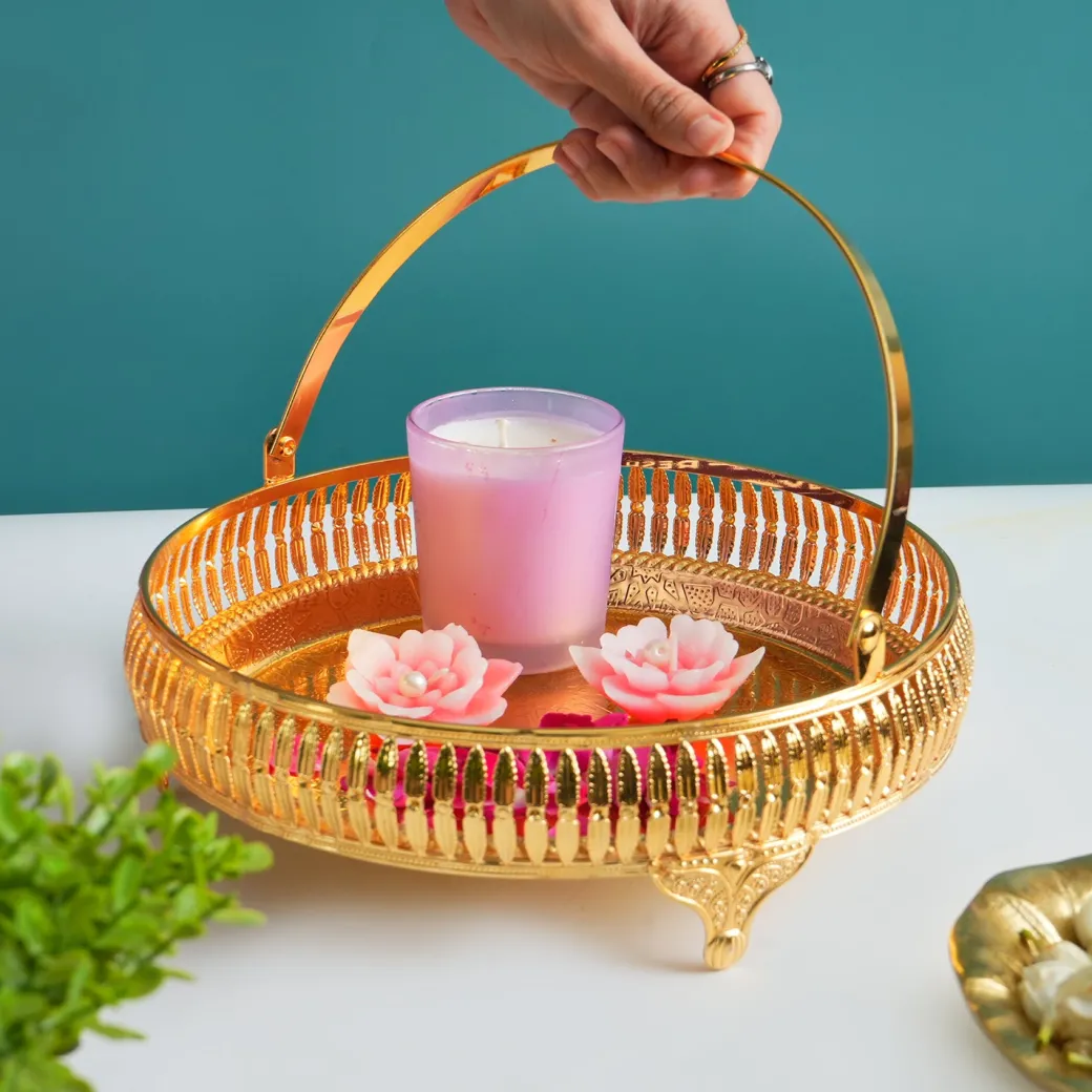 MARKET99 Golden Round Nordic Basket With Handle
