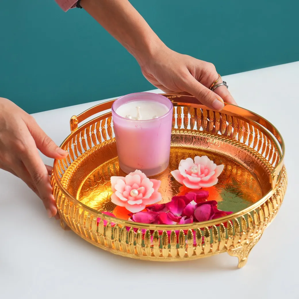 MARKET99 Golden Round Nordic Basket With Handle