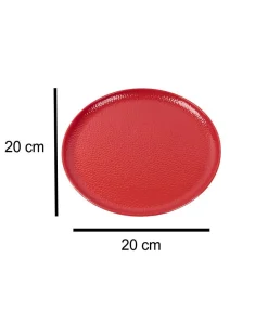 Market99 Hammered Melamine Tableware Red Glossy Finish Quarter Plates for Dining Table (Set Of 6, Red)