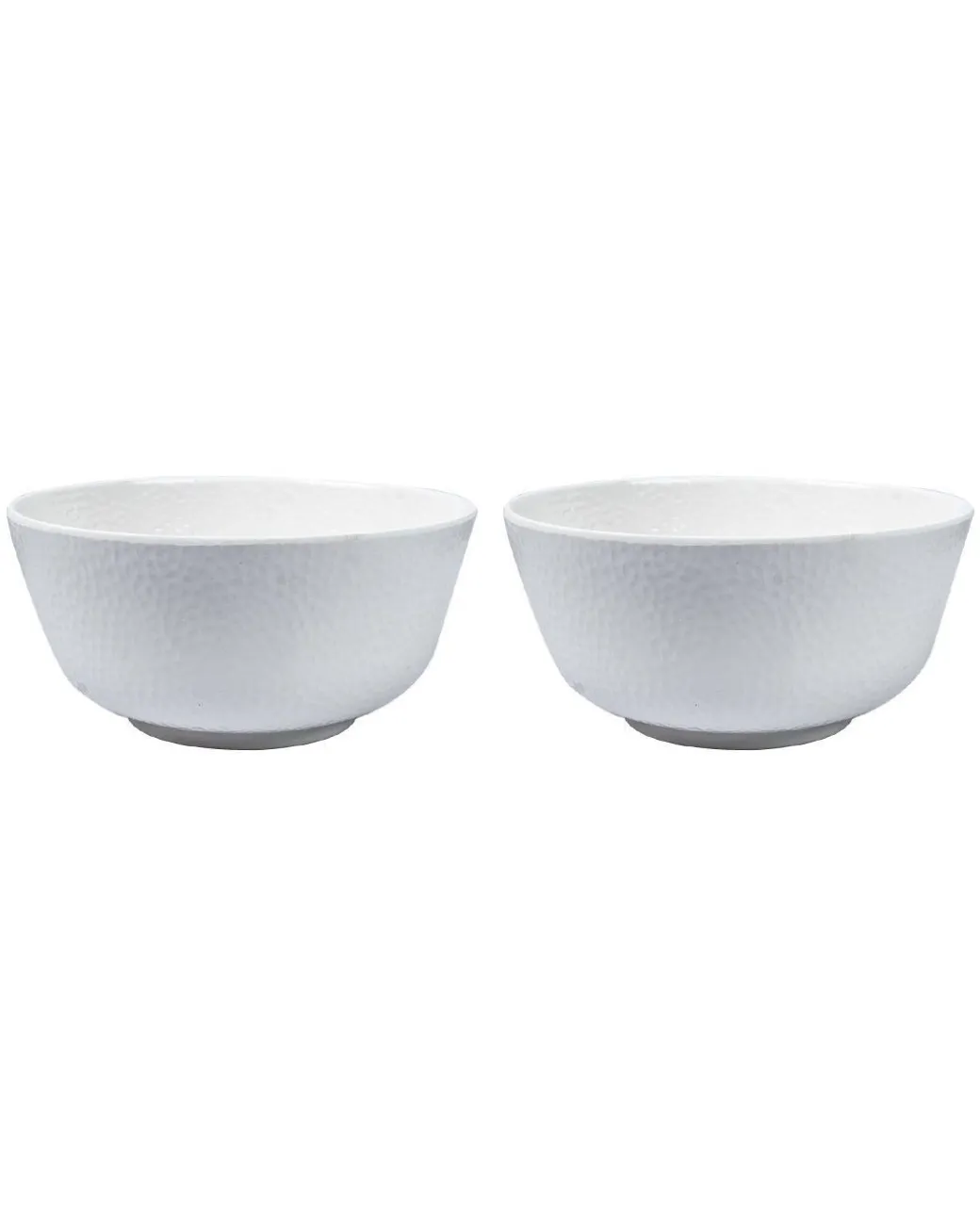 Market99 Hammered Melamine Tableware White Glossy Finish Serving Bowls for Dining Table (Set Of 2, 1300 mL )