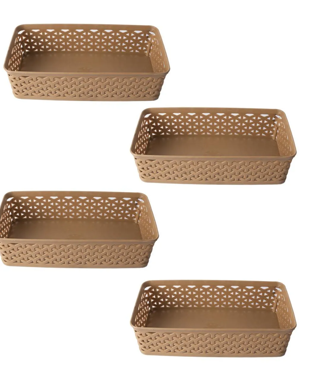 Market99 Medium Plastic Multipurpose Storage Basket ( Set Of 4, Solid Beige Colour)