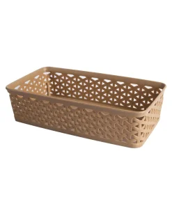 Market99 Medium Plastic Multipurpose Storage Basket ( Set Of 4, Solid Beige Colour)