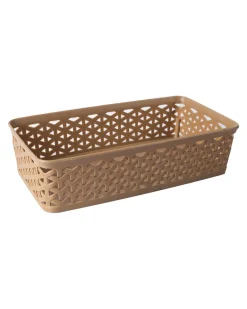 Market99 Medium Plastic Multipurpose Storage Basket ( Set Of 4, Solid Beige Colour)