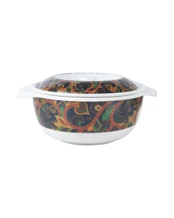Market99 Melamine Tableware Glossy Finish Dual Glazed Casserole with Lid for Dining Table