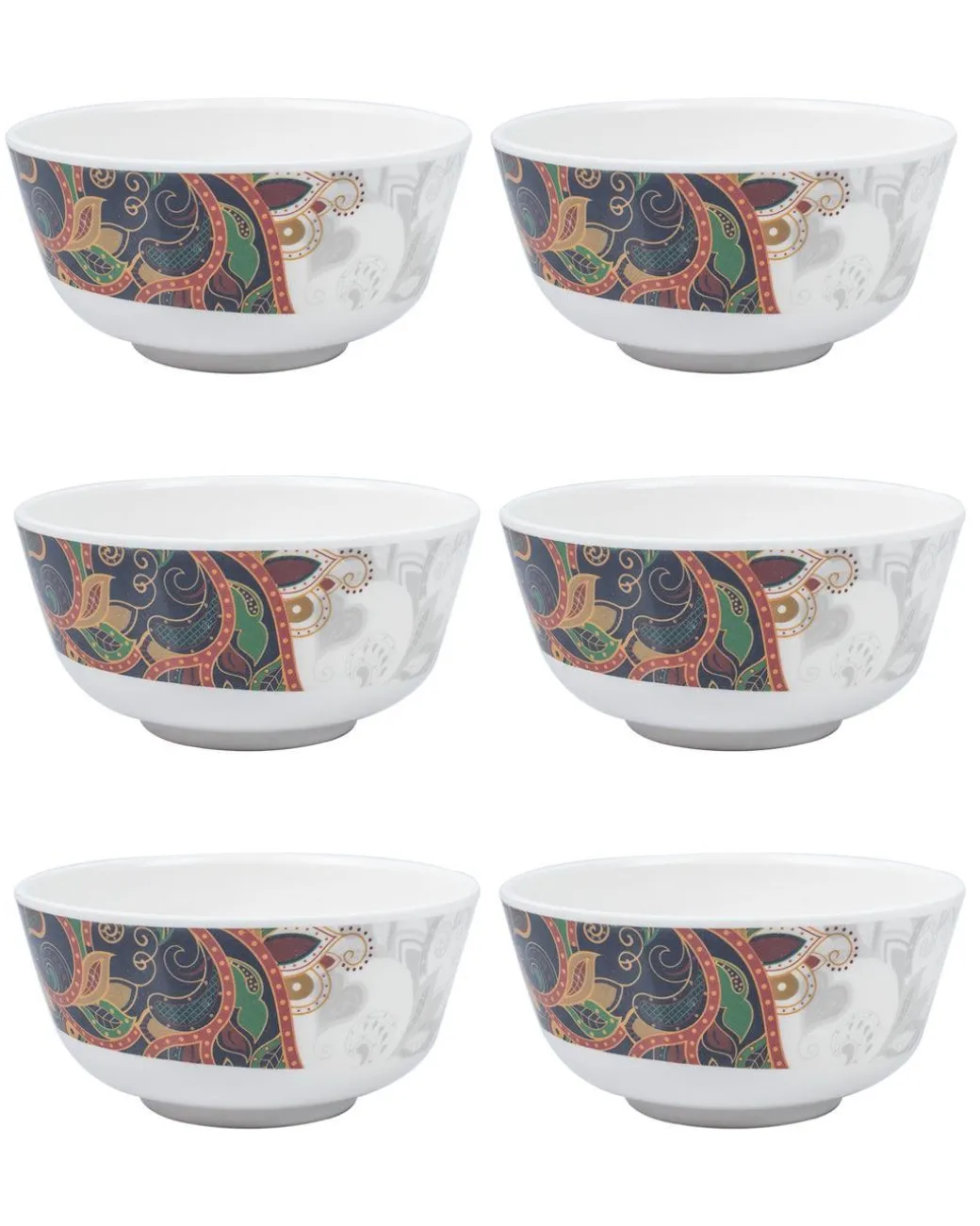 Market99 Melamine Tableware Glossy Finish Dual Glazed Soup Bowls for Dining Table (Set Of 6, 250 mL )