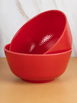 Market99 Melamine Tableware Red Serving Bowls for Dining Table (Set Of 2, 1300mL )