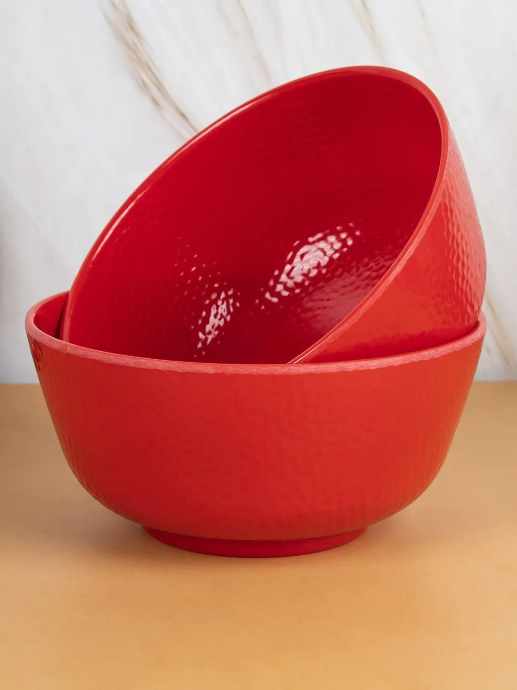 Market99 Melamine Tableware Red Serving Bowls for Dining Table (Set Of 2, 1300mL )