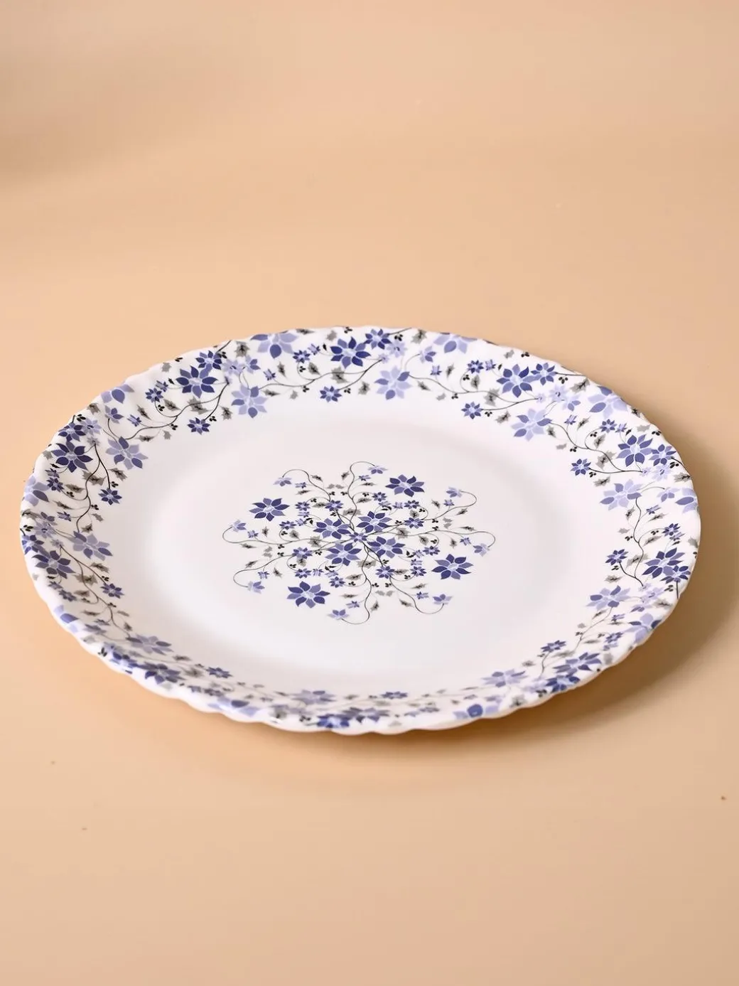 Market99 Melamine Tableware Glossy Floral Finish Quarter Plates for Dining Table (Set Of 6)