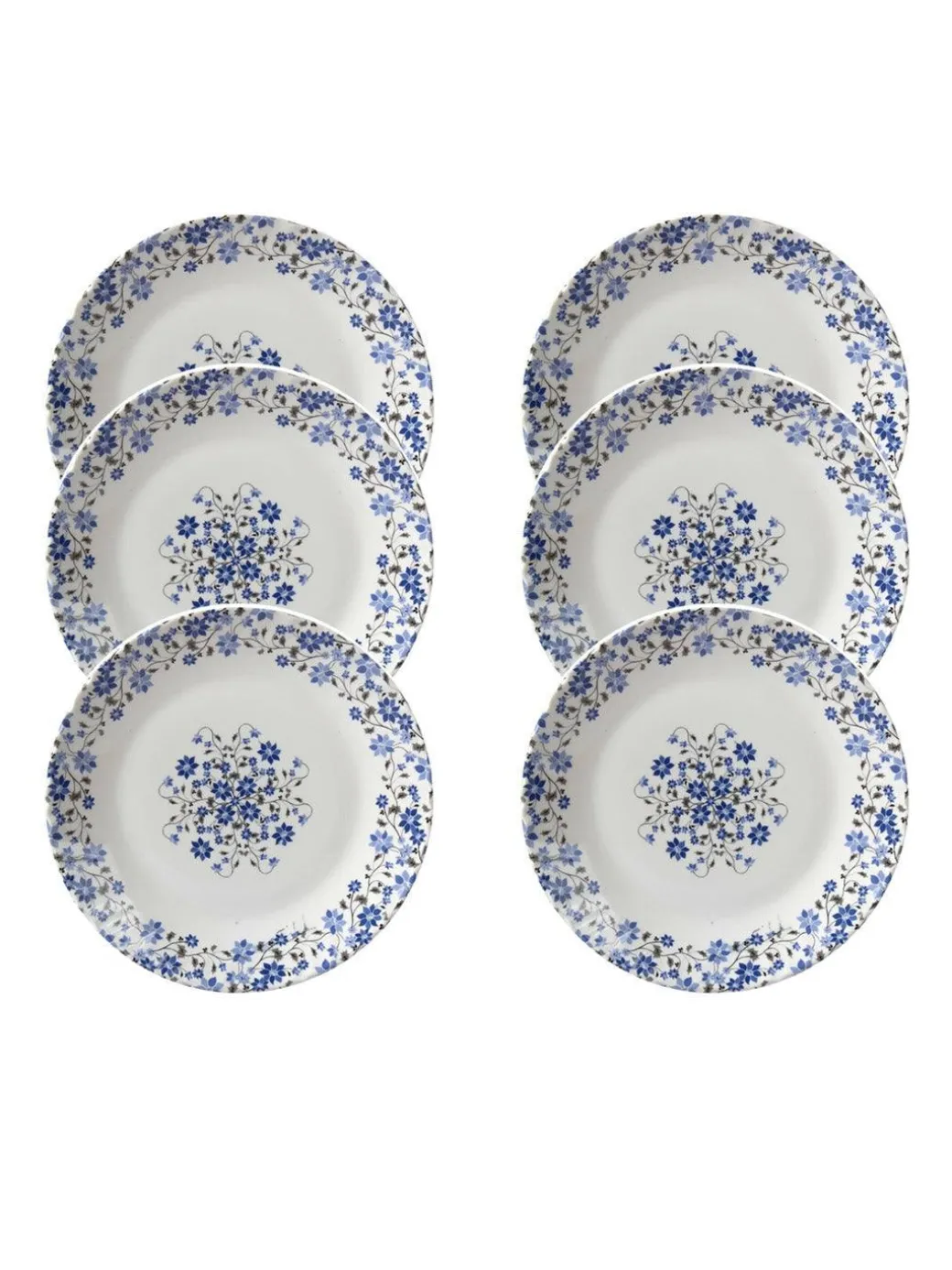 Market99 Melamine Tableware Glossy Floral Finish Quarter Plates for Dining Table (Set Of 6)