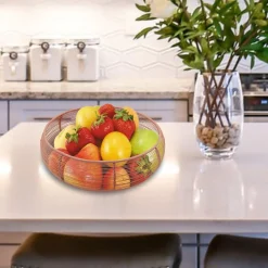 Market99 Metal Wire Countertop Fruit Basket for Home & Kitchen - Peach Colour, Iron