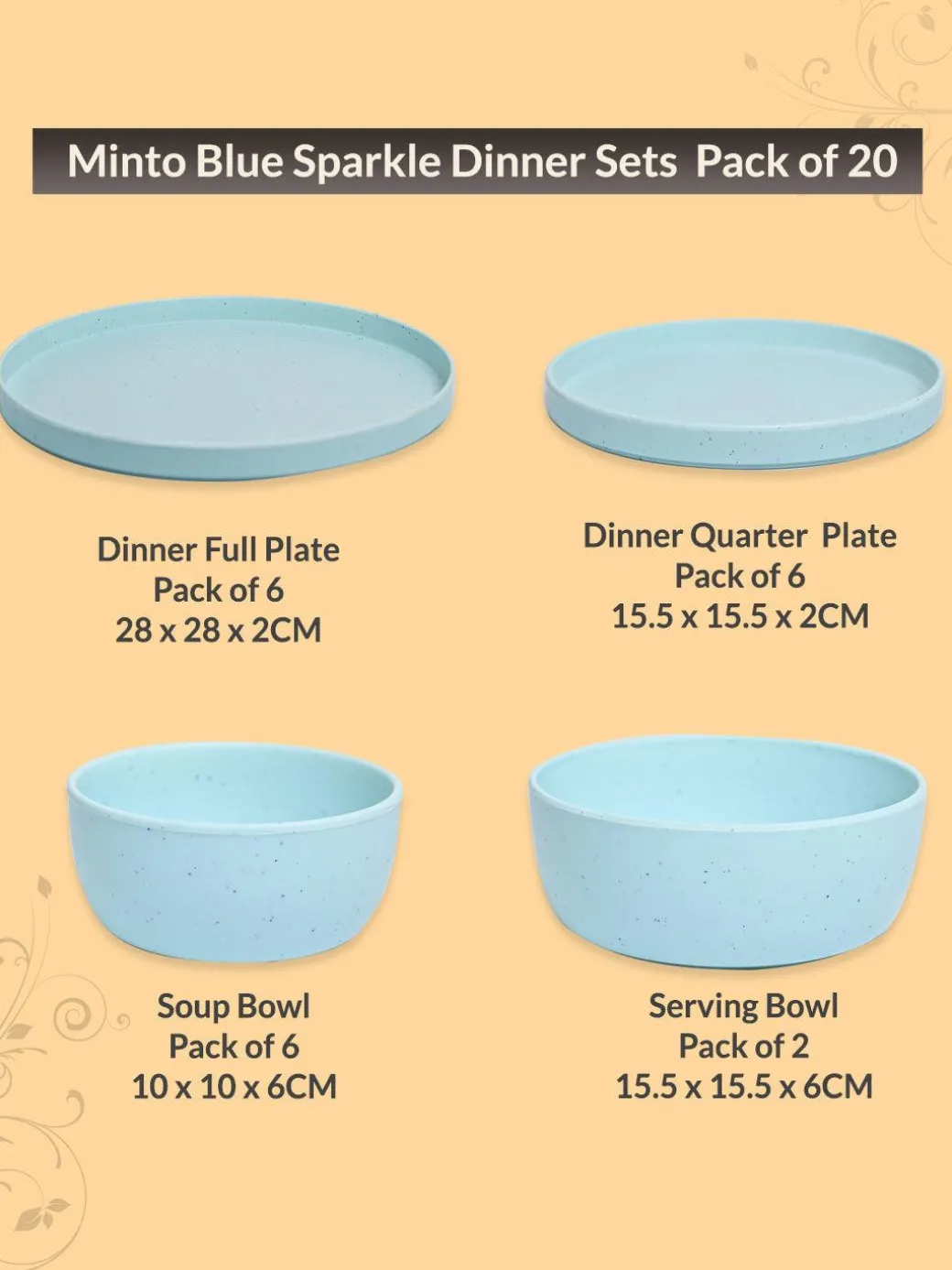 Market99 Minto Blue Sparkle Dinner Set