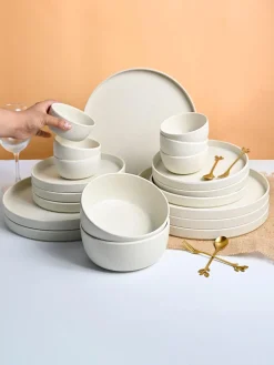 MARKET99 Minto Cream Sparkle Dinner Set