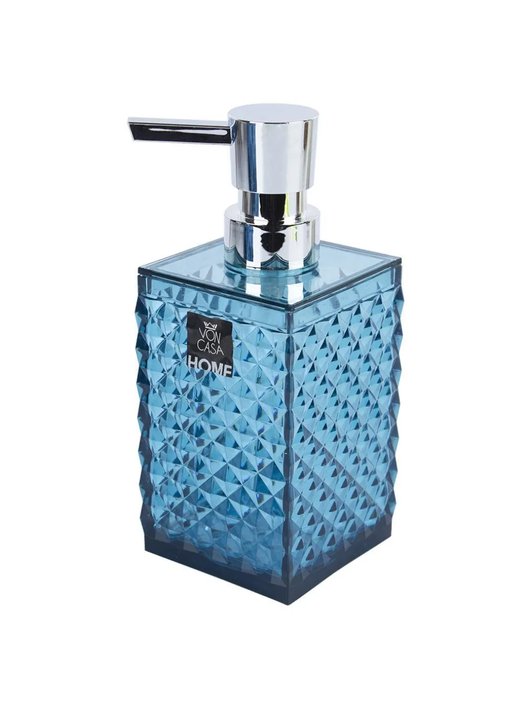 Market99 340mL Refillable Soap Dispenser With Silver Pump & Light Blue Plastic Liquid Soap Holder