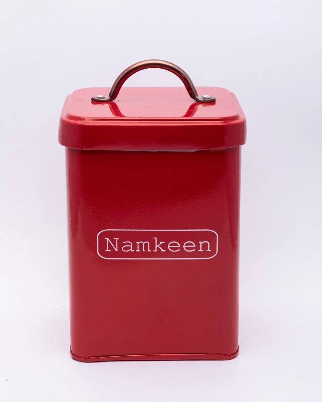 Market99 Namkeen Jar, Kitchen Decorative, Countertop Metal Storage Jar, Red, Mild Steel