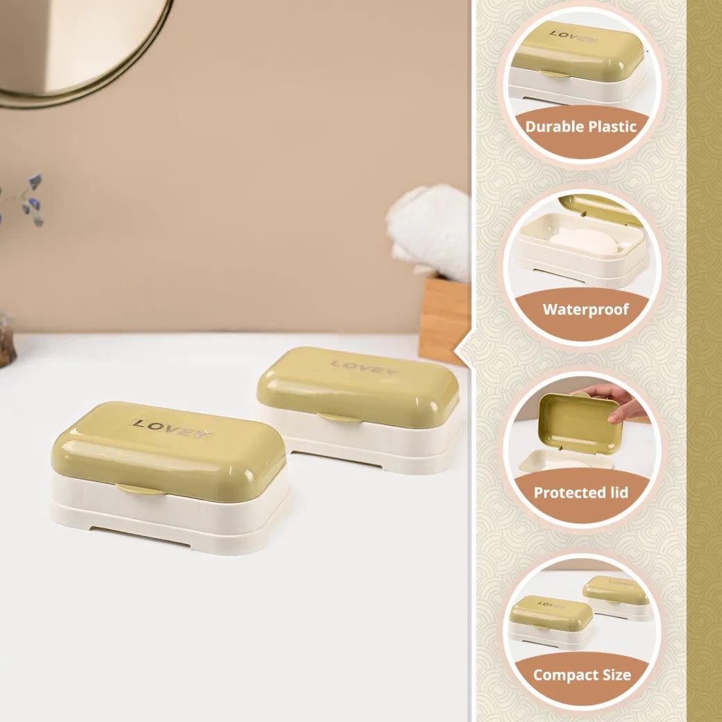 Market99 Plastic Mustad & White Soap Dish - Set Of 2