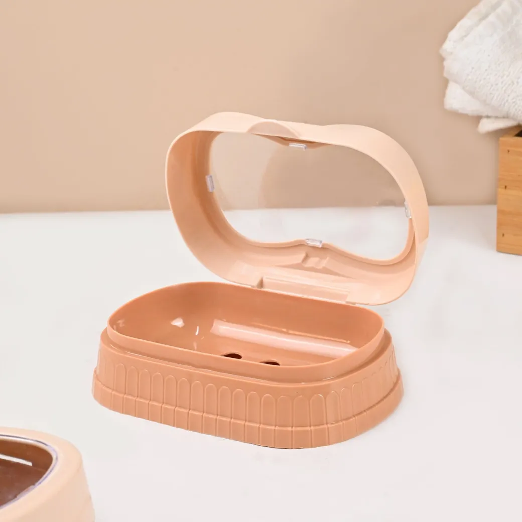 Market99 Plastic Peach & Pink Soap Dish - Set Of 2