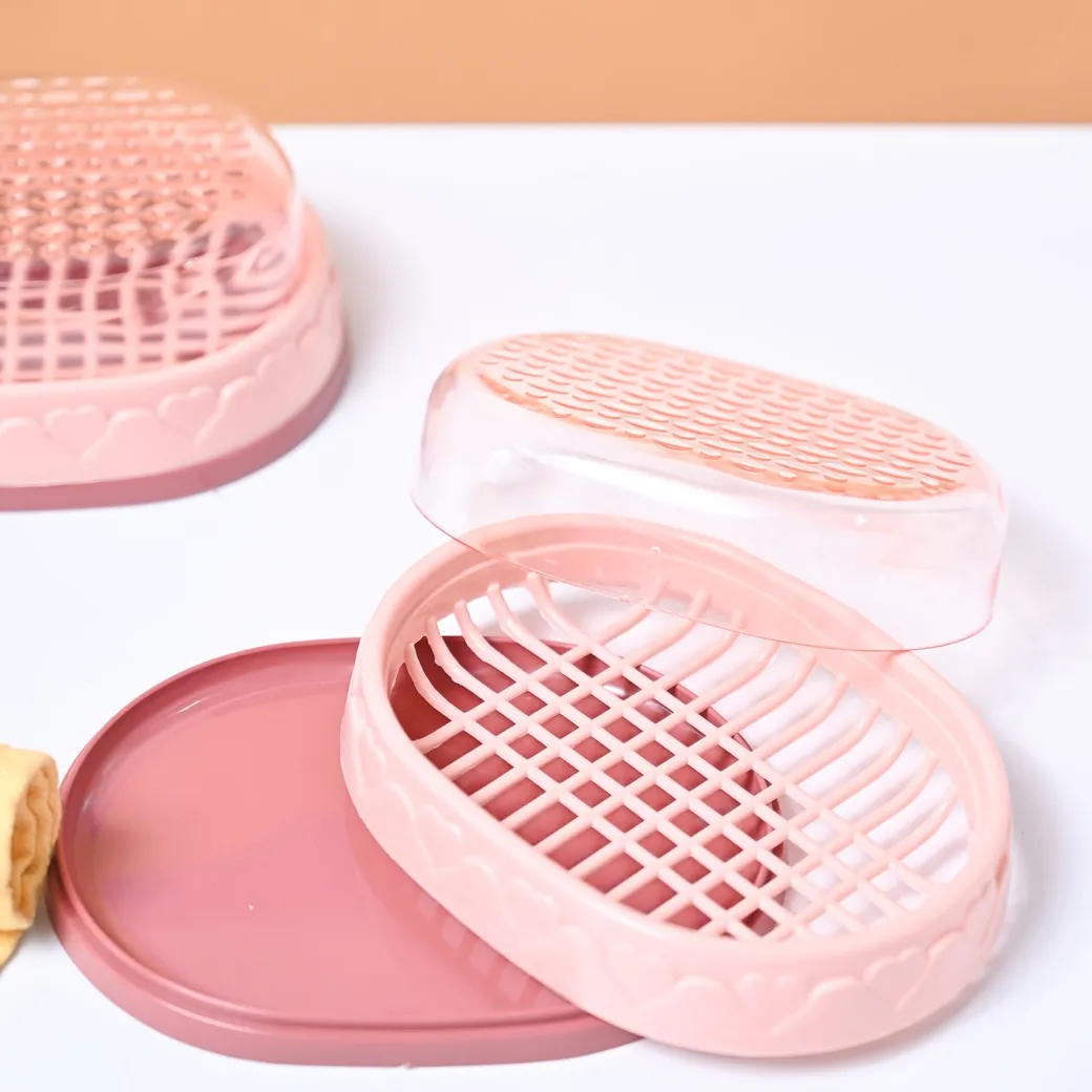 Market99 Plastic Peach Soap Dish - Set Of 2