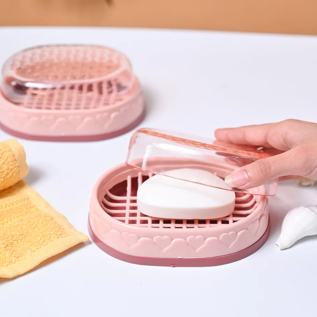 Market99 Plastic Peach Soap Dish - Set Of 2
