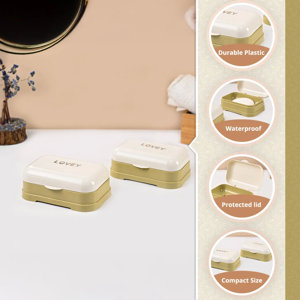 Market99 Plastic White & Yellow Soap Dish - Set Of 2