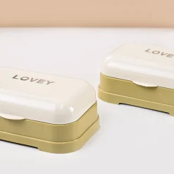 Market99 Plastic White & Yellow Soap Dish - Set Of 2