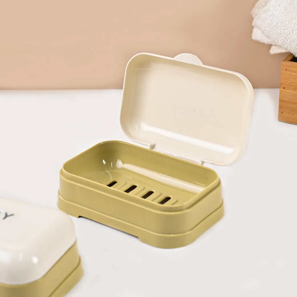 Market99 Plastic White & Yellow Soap Dish - Set Of 2