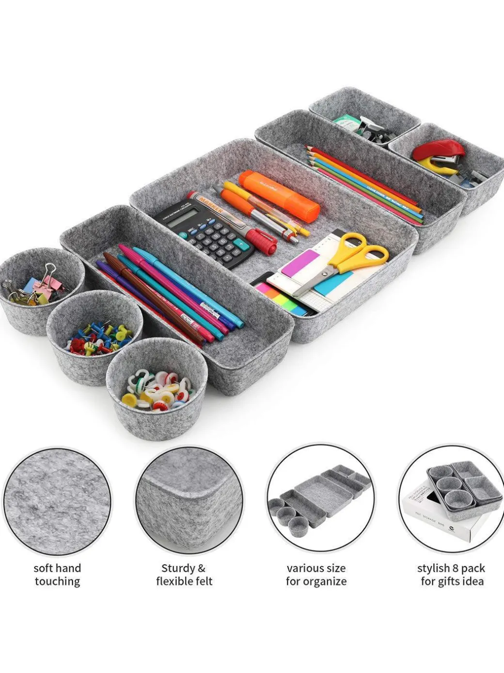 Market99 Rectangular Felt Desk Organizer