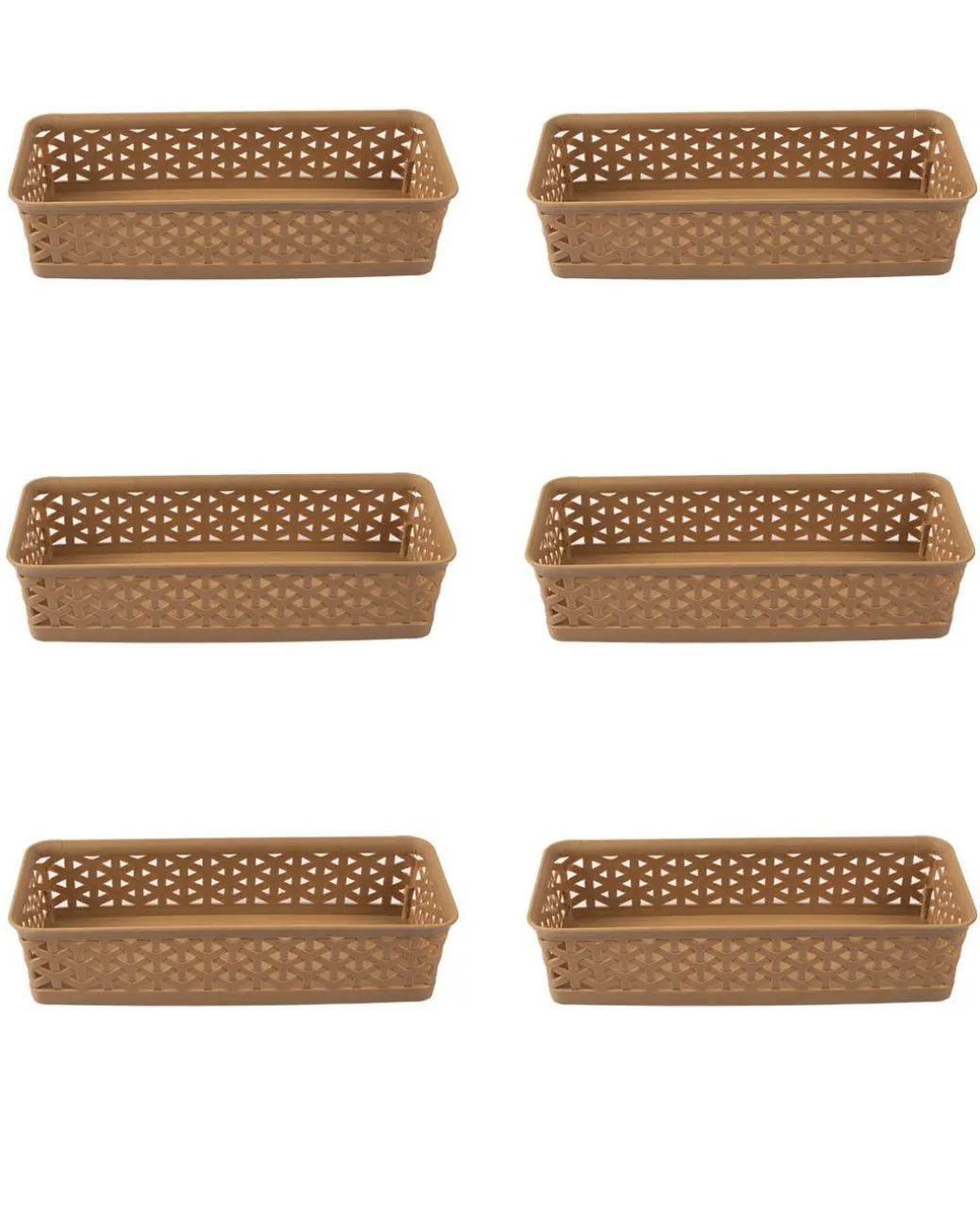 Market99 Small Plastic Multipurpose Storage Basket ( Set Of 6, Solid Brown Colour)