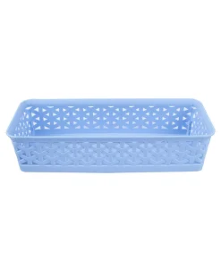Market99 Small Plastic Multipurpose Storage Basket ( Set Of 6, Solid Blue Colour)