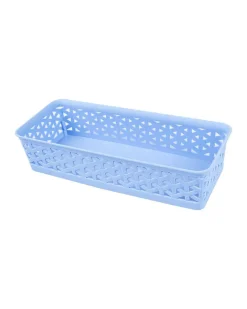 Market99 Small Plastic Multipurpose Storage Basket ( Set Of 6, Solid Blue Colour)