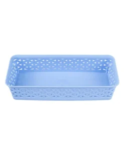 Market99 Small Plastic Multipurpose Storage Basket ( Set Of 6, Solid Blue Colour)