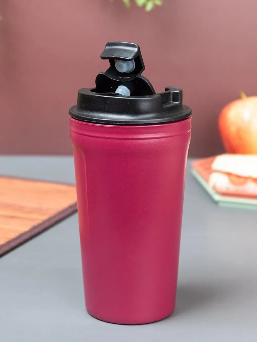 Market99 Travel Mug (420 mL), Quote, Maroon, Plastic