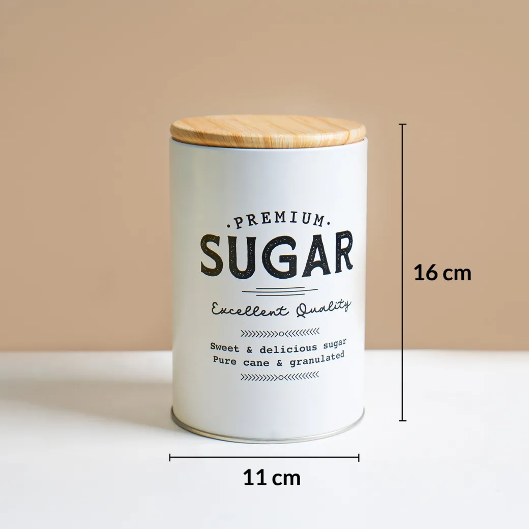 MARKET99 White Iron Coffee, Tea & Sugar Jars - (1000 ml Each, Set Of 3)