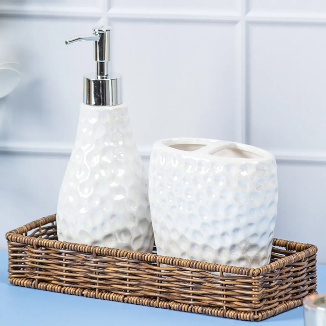 Market99 White Luster Ceramic Bathroom, Pack Of 3