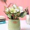 Market99 White Rose Flower With Green Pot