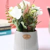 Market99 White Rose Flower With Grey Pot