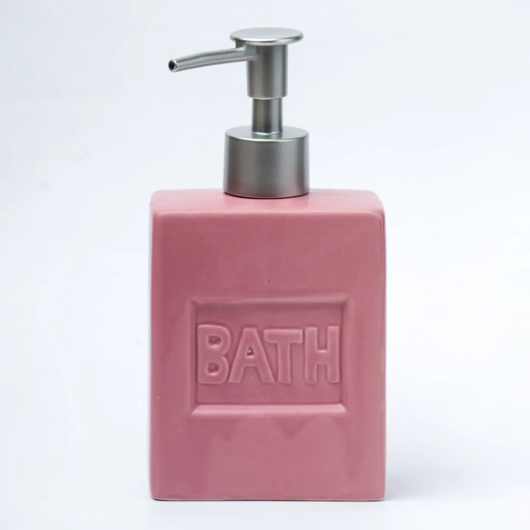 Maroon Ceramic Liquid Soap Dispenser - Plain, Bath Accessories