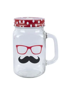 Mason Mug With Straw Set Of 2 (Each 450 Ml)
