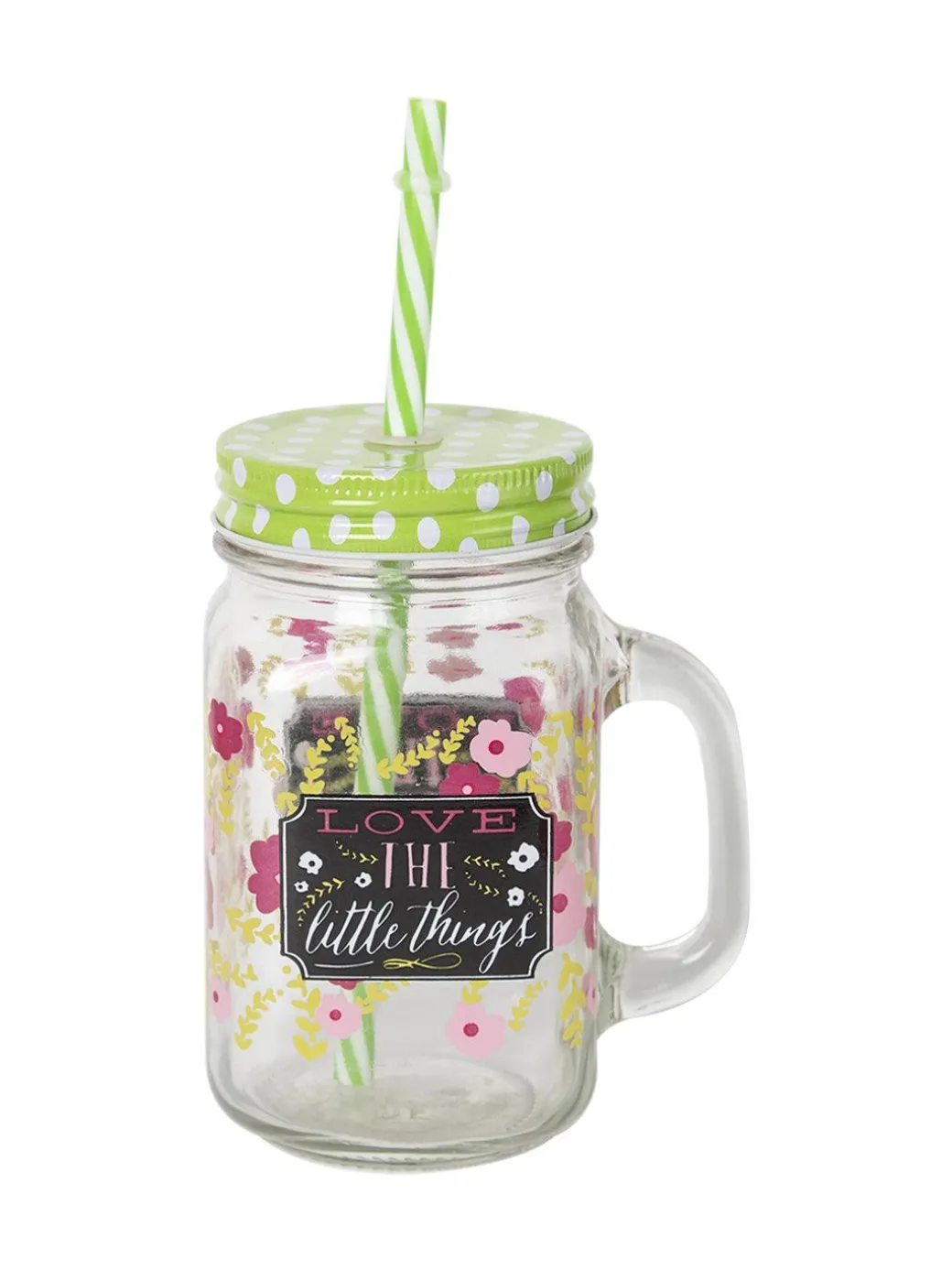 Mason Mug With Straw Set Of 2 (Each 450 Ml)