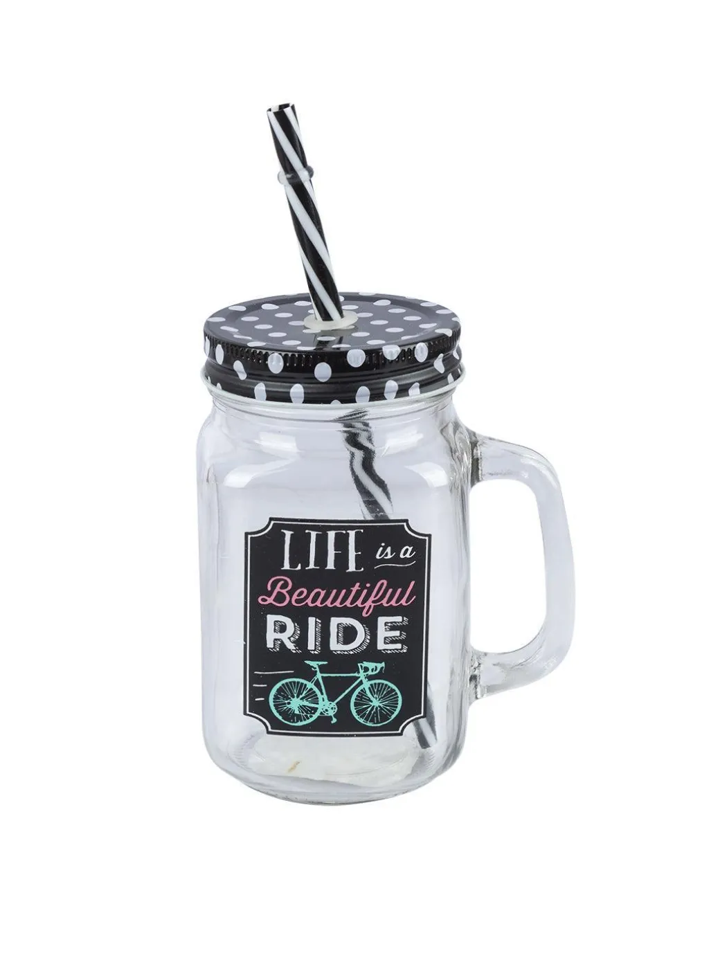Mason Mug With Straw Set Of 2 (Each 450 Ml)