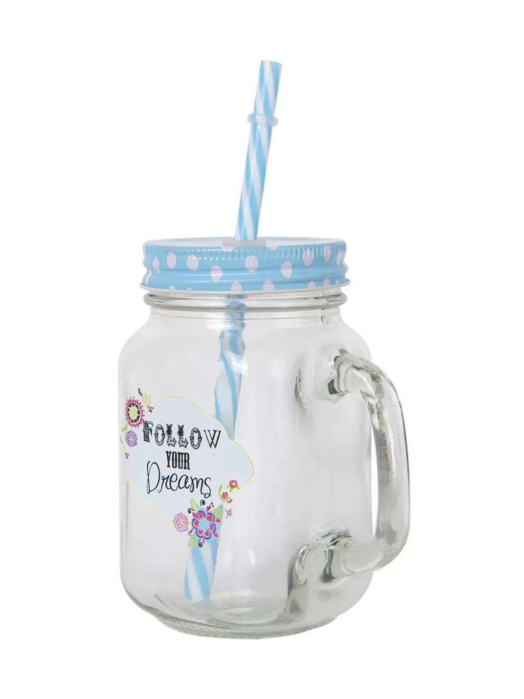 Mason Mug With Straw Set Of 2 (Each 450 Ml)
